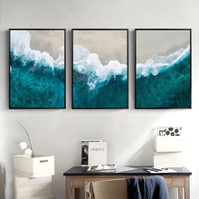 Lienzo de paisaje oceánico de mar escandinavo, imagen artística para pared, carteles de estilo nórdico, pintura estampada moderna para decoración para sala de estar 2024 - compra barato