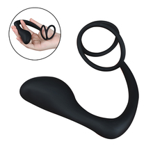 Male Anus Toys Silicone Prostate Massager Dual Delay Lasting Cock Ring Anal Sex Toys Butt Plug for Men Adult Erotic Anal Toys 2024 - buy cheap