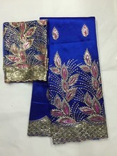 2018 chegada nova! Azul africano george tecido de renda com blusa líquida renda nigéria bordado casamento tecidos para índia 2024 - compre barato
