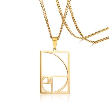 Mens Special Unique Fibonacci Golden Ratio Necklaces for Woman Gold Color Stainless Steel Geometric Pendant Collar 2024 - buy cheap