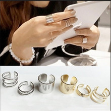 Conjunto de 3 unids/set de anillos huecos para mujer, joyería para mujer, chapada en oro y plata, brillante, con nudillos 2024 - compra barato