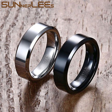 6mm SUNNERLEES Fashion Jewelry Stainless Steel Rings 100% Tungsten Carbide Black Silver Color Ring Women Men TCR-013 2024 - buy cheap