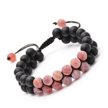 Handmade Natural Stone Matte Double Row Beads Bracelet Adjustable Double Layer Woven Strand Charm Bracelet 2024 - buy cheap