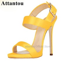 Cocise Designer Thin High Heel Yellow Leather Summer Shoes Women Sandals 12cm Stiletto Heels Fashion Ladies Shoes 2024 - buy cheap
