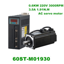 220V 600W 3000RPM AC Servo motor 1.91N.M. Single-Phase ac servomotor drive permanent magnet Matched Driver 60ST-M01930 2024 - buy cheap