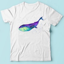 Jollypeach marca de verão nova baleia aguarela engraçado camiseta masculina branco manga curta casual t camisa unisex 2024 - compre barato