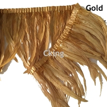 Hot sales 1 Meter Gold Chicken Rooster Tail Feather Trims Ribbons 35-40CM Strip for Dress Skirt Party Clothing Crafts Making 2024 - buy cheap