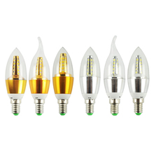 E14 LED прожектор 7 Вт 9 Вт 220 В LED свеча свет золото/серебро алюминиевый корпус лампа Теплый/Холодный белый лампа для внутреннего хрустального Chandeiler 2024 - купить недорого