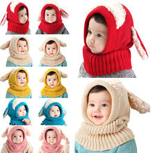 2018 зимняя шапка с меховым помпоном для новорожденных мальчиков и девочек зимняя теплая шапка с помпоном Вязаная Шапка-бини шарф 2024 - купить недорого