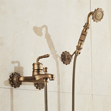 Grifo de ducha de estilo europeo para baño, conjunto de ducha de lujo de latón de cobre con ducha de mano, grúa de bañera antigua 2024 - compra barato