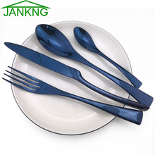 4Pcs Blue Cutlery Set Stainless Steel Black Dinnerware Set Knife Fork Table Fork Dinner Rainbow Tableware Set Drop Shipping 2024 - buy cheap