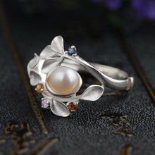 Элегантное женское кольцо серебряное инкрустированное жемчугом простое серебряное кольцо для помолвки Размер 6-10 2024 - купить недорого