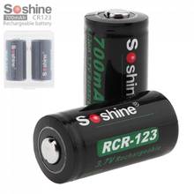 Soshine 2 Pieces RCR123 Li-ion 16340 Rechargeable Battery 700mAh 3.7V Li-ion 16340 batteries + Battery Case Storage Box 2024 - buy cheap