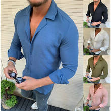 Men Summer Long Sleeve Cotton Shirt Casual Soft  Button-Down Shirts 2024 - buy cheap