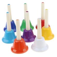 Campanas de mano coloridas para niños y bebés, 8 Uds., instrumento Musical de juguete, Juguetes educativos de Aprendizaje Temprano 2024 - compra barato