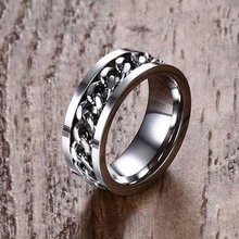 Мужское антистрессовое кольцо 8 мм, кольцо-Спиннер серебристого цвета 2024 - купить недорого