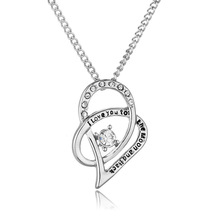 Silver Color I Love You To Themoon and Back Necklace Zircon Double Heart Lover Collar Jewelry Valentine's Day Gift 2024 - buy cheap