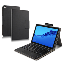 Capa protetora para tablet huawei mediapad m5 lite 10, capa de couro pu, teclado, bluetooth, ótima para proteção, 10.1 polegadas 2024 - compre barato