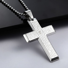 Cross Pendant Necklaces for Men Stainless Steel Bible Cross Mens Necklace Bead Chain Silver Jewelry Accessories 2024 - buy cheap