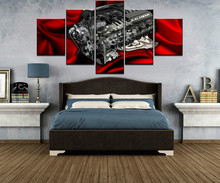 Arte para parede, imagem modular, 5 peças, arte de parede, pintura em tela 6 4l, motor hemi, decoração para casa, sala de estar 2024 - compre barato