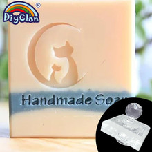 Moon cat soap making stamp handmade transparent natural organic stamp with handle glass soap acrylic chapter custom small cat 2024 - buy cheap