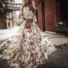 Новое модное женское длинное платье в стиле бохо, летнее платье макси с цветочным принтом, вечерние летние пляжные сарафаны размера плюс, Vestidos de festa S-XL 2024 - купить недорого