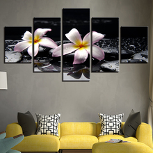 Canvas Print Picture For Bedroom Home Decor Framework 5 Pieces Plumeria Rubra Flowers Stones Paintings Modular Wall Art Posters 2024 - buy cheap