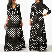 Women's Boho Polka Dot Print Long Dress V Neck Half Sleeve Evening Party Casual High Waist Long Sundress 2024 - buy cheap