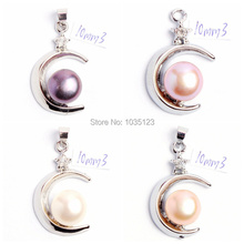 High Quality 10mm Pretty Natural 4 Color Freshwater Pearl And Zircon Fashion Pendants wj147 2024 - buy cheap