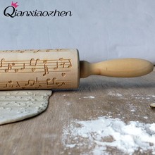 Qianxiaozhen Musical Note Pattern Wooden Rolling Pin Baking Cookies Wedding Gifts For Guests Wedding Decoration Kitchen 2024 - buy cheap