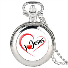 Eu amo jesus série relógio de bolso de quartzo retro para homens relógios de bolso unisex presente pingente para relógio de bolso com colar 2024 - compre barato
