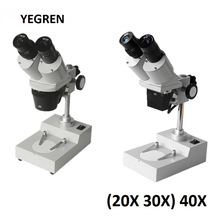 Стерео микроскоп 20X 30X 40X с окуляром WF10X, верхняя галогенная лампа, освещение, бинокулярная головка, оптический стеклянный объектив 2024 - купить недорого