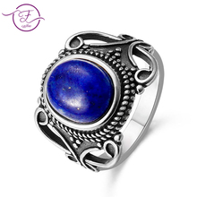 New Vintage Fine Jewelry Hollow Out 8X10MM Natural Blue lapis lazuli Rings 925 Sterling Silver For Women Anniversary Gifts 2024 - buy cheap