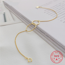 Factory Price 100% 925 Silver for Female Fashion Concise Delicate Gold Double Circle Charm Bracelet Fine Jewelry 2024 - buy cheap