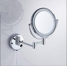 Зеркало для ванной, настенное, 8 дюймов, латунь, 3X/1X, увеличительное зеркало, светодиодный свет, складное зеркало для макияжа, косметическое зеркало, подарок леди 2024 - купить недорого