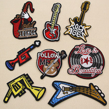 PGY Fine Rock Musical Instruments Patches Iron On Stickers Diy Guitar Music Appliques Follow Me Letter Diy Coat Hats Parches 2024 - buy cheap