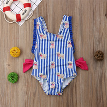 hirigin Kid Swimwear Toddler Girl Swimsuit Baby Dog Print Swimwear Striped Bathing Suit Ruffle Bodysuit Beachwear 2024 - buy cheap