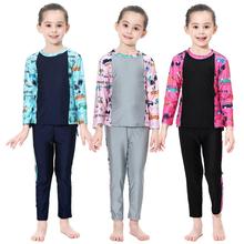 3PCS Girls Muslim Swimwear Islamic Children Swimsuit Arab Beachwear Burkini Full Body Cover Burkini Bathing Suits Ramadan Sets 2024 - buy cheap