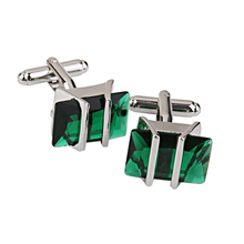 1 Pair Green Rhinestone Cufflinks French Shirts Cuff Links Groomsmen Gift Wedding Party Gifts Fathers Day Present Birthday 2024 - buy cheap