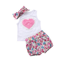 Newborn Baby Kids Girl Cotton T-shirt Dress Pants Outfit Baby Clothing Baby Girls Sleeveless T-shirt Shorts Clothes Set 2024 - buy cheap