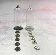 10pcs/lot 50x20mm tube glass dome jewelry pendant glass globe bubble pendant & double lace blank & cap DIY necklace glass vial 2024 - buy cheap
