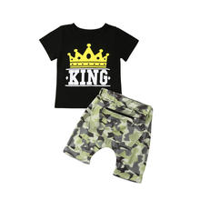 Toddler Baby Kid Boys Summer Tops T-shirt Camo Pants Outfits Set Clothes 2-6Years 2024 - buy cheap
