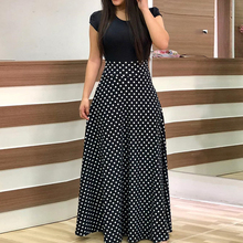 Women Polka Dot Dress Sundress Fake Two Piece Plus Size Floor-length Dress Female Summer O-Neck Floral Printing Dresses Vestidos 2024 - buy cheap