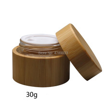 Tarro de vidrio para crema de 30g con carcasa de bambú, bote para el cuidado de la piel, contenedor de cosméticos, botellas de embalaje, 10 Uds. 2024 - compra barato