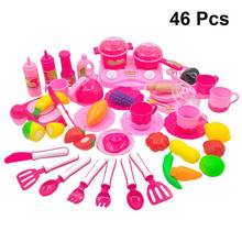 46pcs Play House Toy Plastic Cosplay Role Play Pretend Kitchen Toy Tableware Toy for Kids 2024 - buy cheap