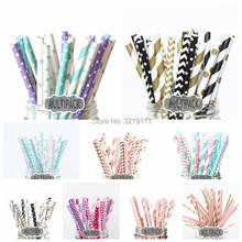 25pcs/lot Mixed Colors Paper Straws For Kids Birthday Wedding Decoration Event Party Supplies Mickey Cake Flags Baby Shower 2024 - buy cheap