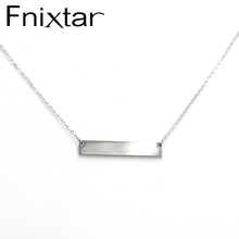 Fnixtar Stainless Steel Mirror Polish Blank Bar Pendant Necklace DIY Custom Name Plate Necklace Can Engrave Letters 50piece/lot 2024 - buy cheap