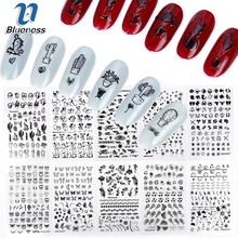 Blueness 12 Pcs/lot Mixed Pattern 3D Nail Art Decals Stickers Design DIY Nail Charms Decorations Flowers Nail Stickers BNP017 2024 - buy cheap