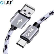 Olaf USB Tipo C 1 2 3 m m m de Sincronização Nylon Trançado Tipo C Rápido Cabo De Carregamento Do Telefone Para samsung S8 S9 Huawei P20 Lite USB Xiaomi Cabo de C 2024 - compre barato