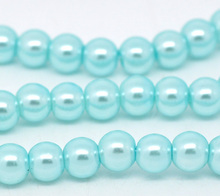 DoreenBeads 5 Strands Skyblue Round Glass Created pearl 6mm Beads 32" (B11374) yiwu 2024 - buy cheap